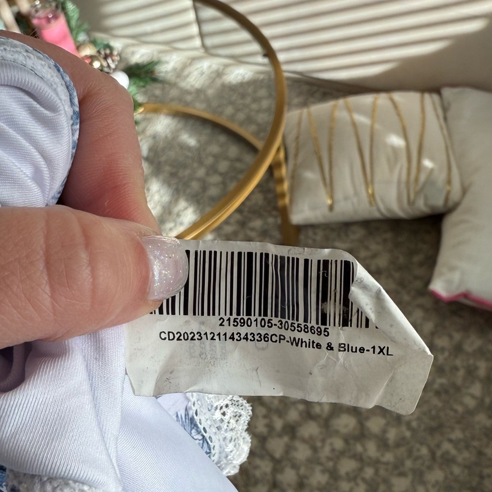 Cider White and Blue Toile Print Ruffle Bikini - Picture 4 of 4